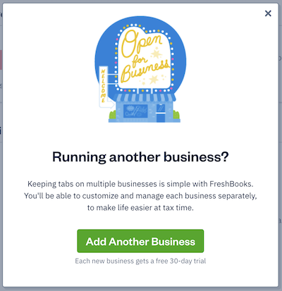 Create new business button.
